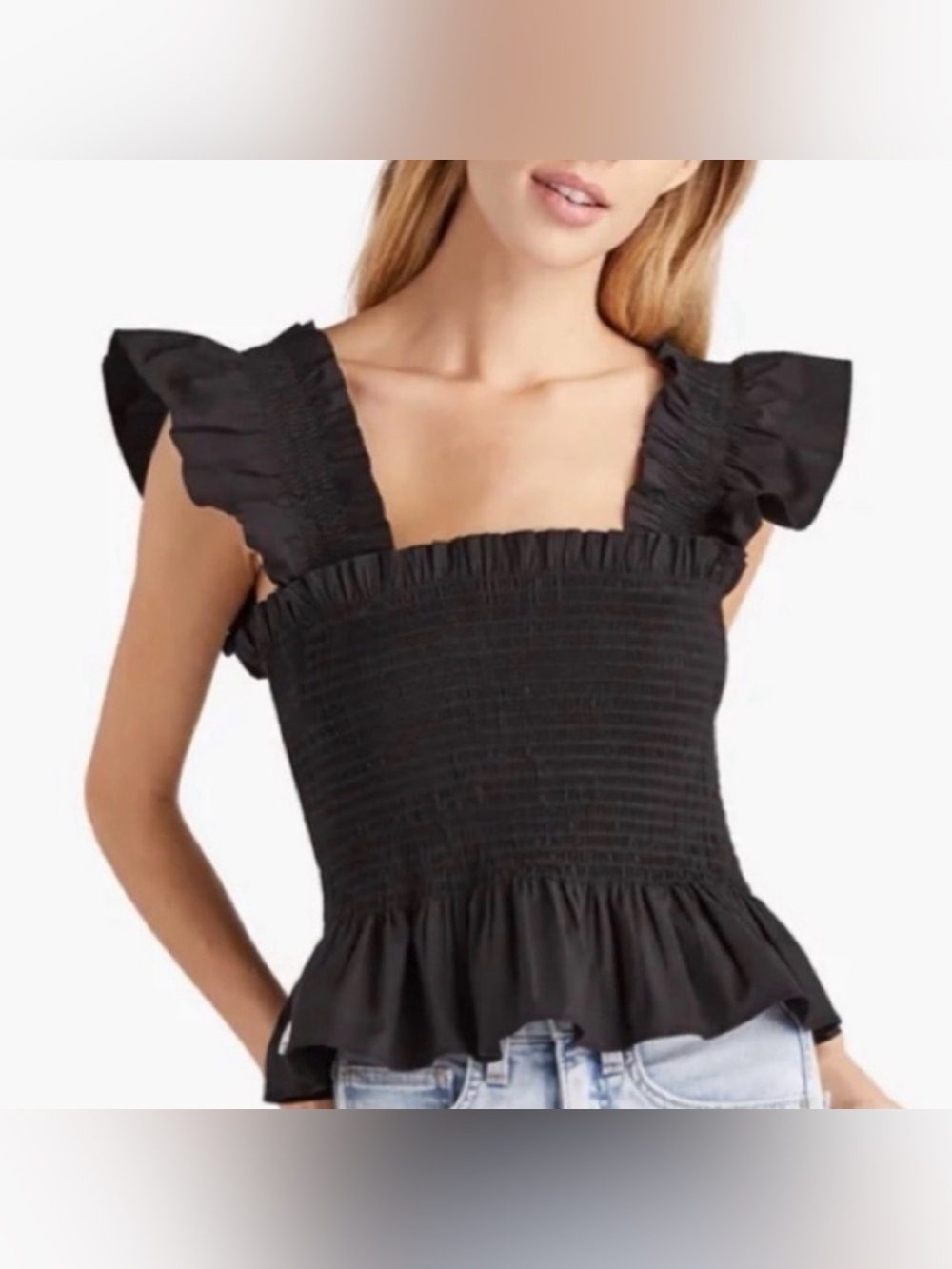 Hill House Black Smocked Crop Top size XS